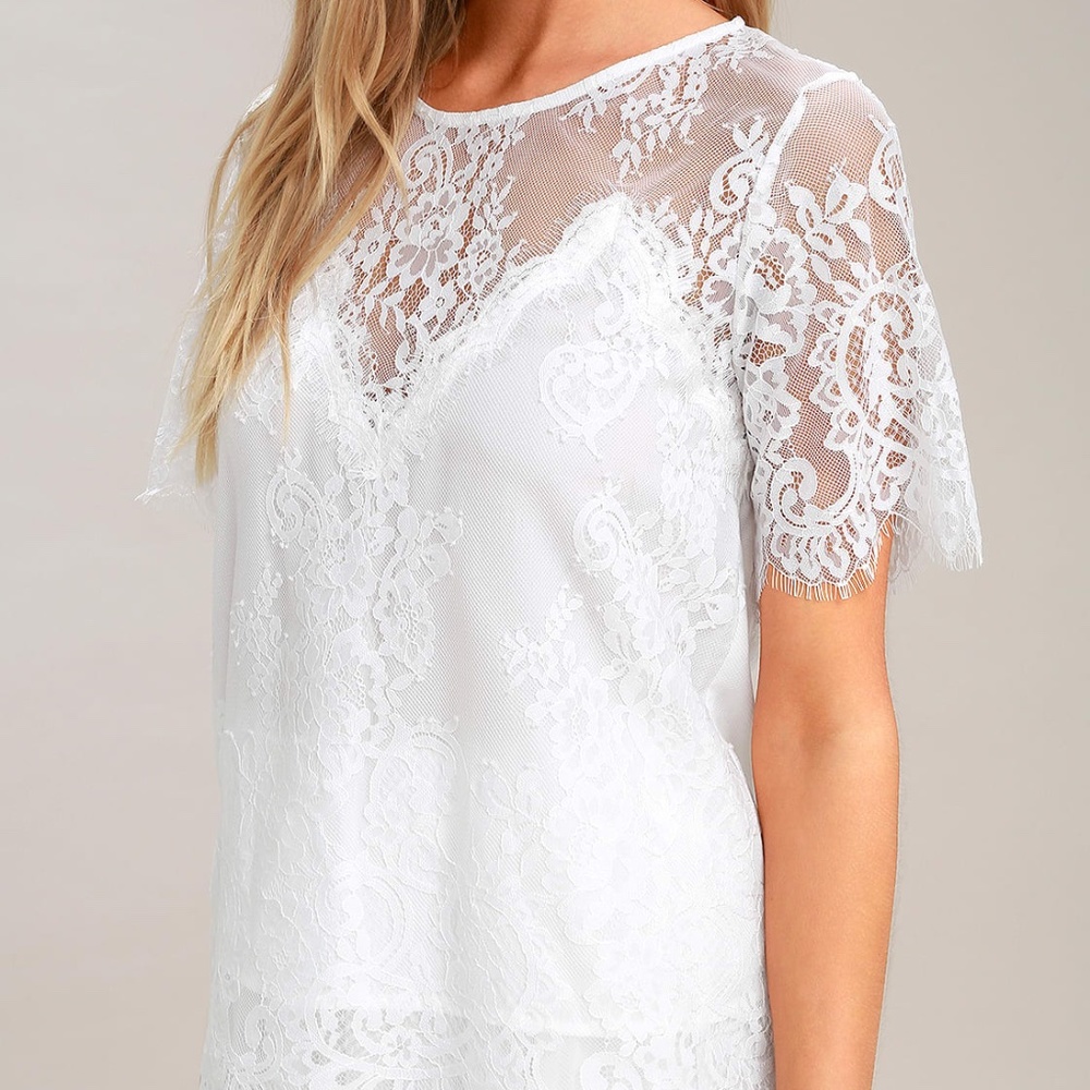 Starlit Sheer Lace Top White main image 0
